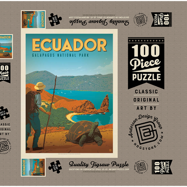 Darstellung des Puzzle Motivs Ecuador: Galapagos National Park, Vintage Poster 100 Puzzle Schachtel 3D Modell