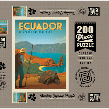 Darstellung des Puzzle Motivs Ecuador: Galapagos National Park, Vintage Poster 200 Puzzle Schachtel 3D Modell