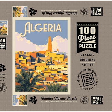 Darstellung des Puzzle Motivs Algeria: Unforgettable North African Charm, Vintage Poster 100 Puzzle Schachtel 3D Modell