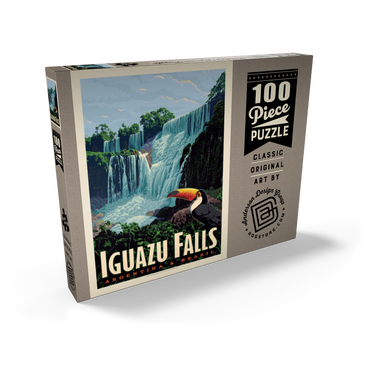 Darstellung des Puzzle Motivs Iguazú Falls: Argentina & Brazil, Vintage Poster 100 Puzzle Schachtel Ansicht2