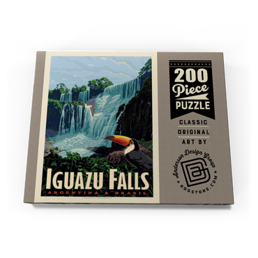 Darstellung des Puzzle Motivs Iguazú Falls: Argentina & Brazil, Vintage Poster 200 Puzzle Schachtel Ansicht3
