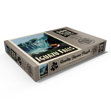 Darstellung des Puzzle Motivs Iguazú Falls: Argentina & Brazil, Vintage Poster 500 Puzzle Schachtel Ansicht1