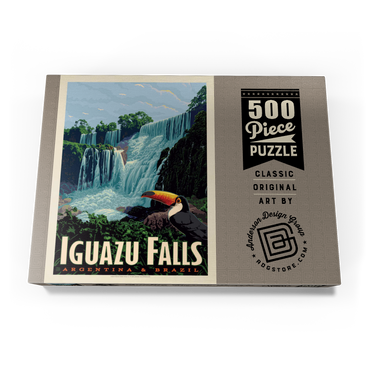 Darstellung des Puzzle Motivs Iguazú Falls: Argentina & Brazil, Vintage Poster 500 Puzzle Schachtel Ansicht3