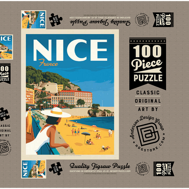 Darstellung des Puzzle Motivs France: Nice, Vintage Poster 100 Puzzle Schachtel 3D Modell