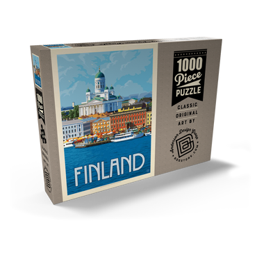 Darstellung des Puzzle Motivs Finland: Helsinki, Vintage Poster 1000 Puzzle Schachtel Ansicht2