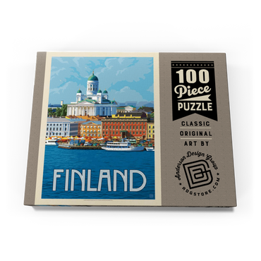 Darstellung des Puzzle Motivs Finland: Helsinki, Vintage Poster 100 Puzzle Schachtel Ansicht3