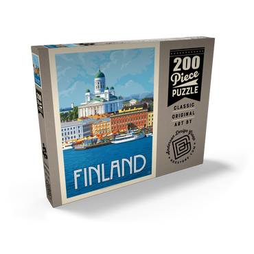 Darstellung des Puzzle Motivs Finland: Helsinki, Vintage Poster 200 Puzzle Schachtel Ansicht2