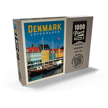 Darstellung des Puzzle Motivs Denmark: Copenhagen, Vintage Poster 1000 Puzzle Schachtel Ansicht2