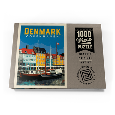 Darstellung des Puzzle Motivs Denmark: Copenhagen, Vintage Poster 1000 Puzzle Schachtel Ansicht3