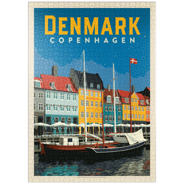 Darstellung des Puzzle Motivs puzzleplate Denmark: Copenhagen, Vintage Poster 1000 Puzzle