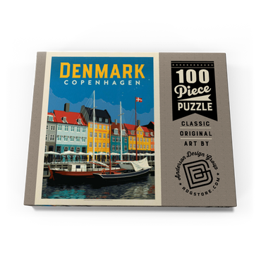 Darstellung des Puzzle Motivs Denmark: Copenhagen, Vintage Poster 100 Puzzle Schachtel Ansicht3