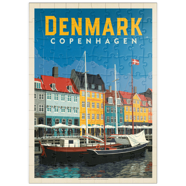 Darstellung des Puzzle Motivs puzzleplate Denmark: Copenhagen, Vintage Poster 100 Puzzle