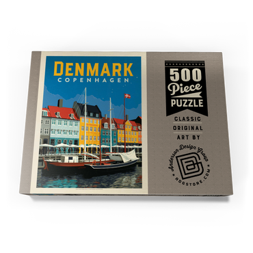 Darstellung des Puzzle Motivs Denmark: Copenhagen, Vintage Poster 500 Puzzle Schachtel Ansicht3