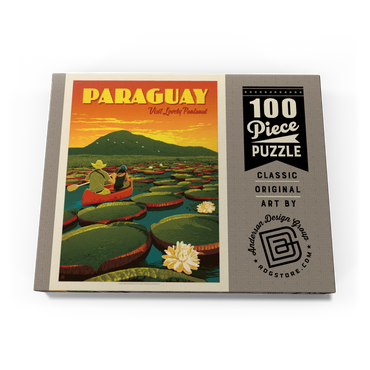 Darstellung des Puzzle Motivs Paraguay: Giant Lily Pads, Vintage Poster 100 Puzzle Schachtel Ansicht3