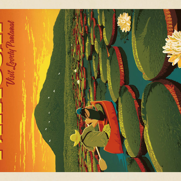 Darstellung des Puzzle Motivs Paraguay: Giant Lily Pads, Vintage Poster 100 Puzzle 3D Modell