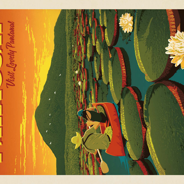 Darstellung des Puzzle Motivs Paraguay: Giant Lily Pads, Vintage Poster 200 Puzzle 3D Modell