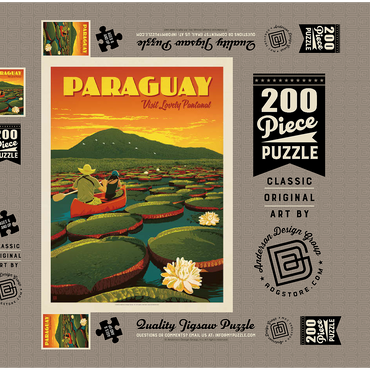 Darstellung des Puzzle Motivs Paraguay: Giant Lily Pads, Vintage Poster 200 Puzzle Schachtel 3D Modell