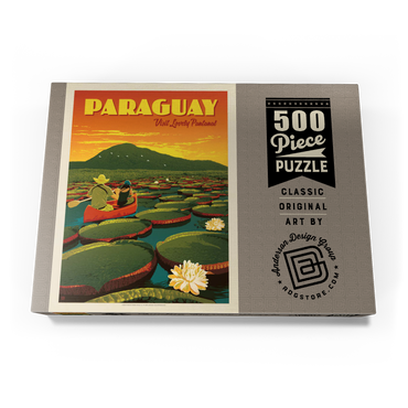 Darstellung des Puzzle Motivs Paraguay: Giant Lily Pads, Vintage Poster 500 Puzzle Schachtel Ansicht3
