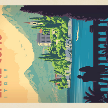 Darstellung des Puzzle Motivs Italy: Lake Como, Vintage Poster 1000 Puzzle 3D Modell