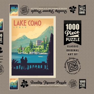 Darstellung des Puzzle Motivs Italy: Lake Como, Vintage Poster 1000 Puzzle Schachtel 3D Modell