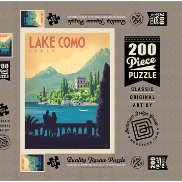 Darstellung des Puzzle Motivs Italy: Lake Como, Vintage Poster 200 Puzzle Schachtel 3D Modell