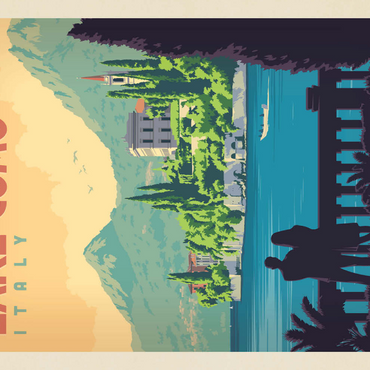 Darstellung des Puzzle Motivs Italy: Lake Como, Vintage Poster 500 Puzzle 3D Modell