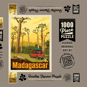 Darstellung des Puzzle Motivs Madagascar: The Eighth Continent, Vintage Poster 1000 Puzzle Schachtel 3D Modell