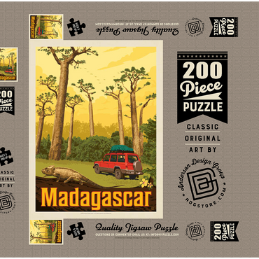 Darstellung des Puzzle Motivs Madagaskar: Der achte Kontinent, Vintage Poster 200 Puzzle Schachtel 3D Modell