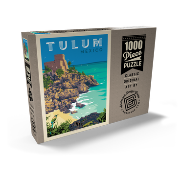 Darstellung des Puzzle Motivs Mexico: Tulum, Vintage Poster 1000 Puzzle Schachtel Ansicht2
