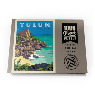 Darstellung des Puzzle Motivs Mexico: Tulum, Vintage Poster 1000 Puzzle Schachtel Ansicht3