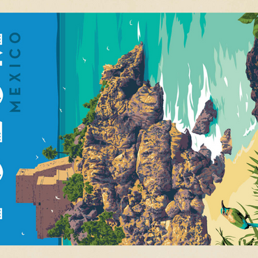 Darstellung des Puzzle Motivs Mexico: Tulum, Vintage Poster 100 Puzzle 3D Modell