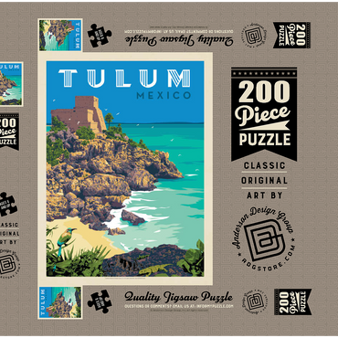 Darstellung des Puzzle Motivs Mexico: Tulum, Vintage Poster 200 Puzzle Schachtel 3D Modell