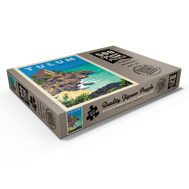 Darstellung des Puzzle Motivs Mexico: Tulum, Vintage Poster 500 Puzzle Schachtel Ansicht1