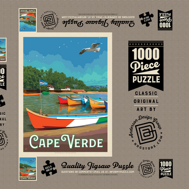 Darstellung des Puzzle Motivs Cape Verde: A Volcanic Archipelago, Vintage Poster 1000 Puzzle Schachtel 3D Modell