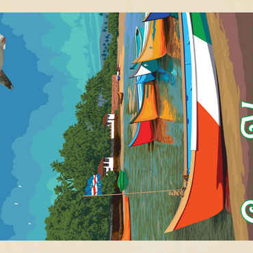 Darstellung des Puzzle Motivs Cape Verde: A Volcanic Archipelago, Vintage Poster 100 Puzzle 3D Modell