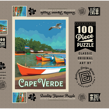 Darstellung des Puzzle Motivs Cape Verde: A Volcanic Archipelago, Vintage Poster 100 Puzzle Schachtel 3D Modell