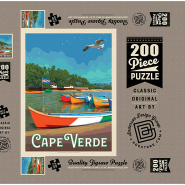 Darstellung des Puzzle Motivs Cape Verde: A Volcanic Archipelago, Vintage Poster 200 Puzzle Schachtel 3D Modell