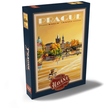 Darstellung des Puzzle Motivs Prague, Charles Bridge - A Sunset's Old Town View 1000 Puzzle Schachtel Ansicht2