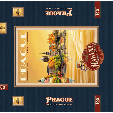 Darstellung des Puzzle Motivs Prague, Charles Bridge - A Sunset's Old Town View 100 Puzzle Schachtel 3D Modell