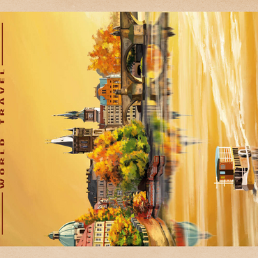 Darstellung des Puzzle Motivs Prague, Charles Bridge - A Sunset's Old Town View 500 Puzzle 3D Modell