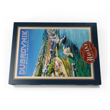 Darstellung des Puzzle Motivs Dubrovnik, Croatia - A Jewel of the Dalmatian Coast, Vintage Travel Poster 1000 Puzzle Schachtel Ansicht3