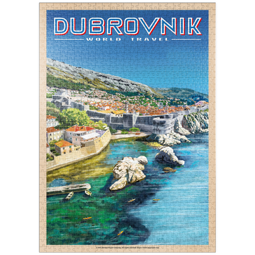 Darstellung des Puzzle Motivs puzzleplate Dubrovnik, Croatia - A Jewel of the Dalmatian Coast, Vintage Travel Poster 1000 Puzzle