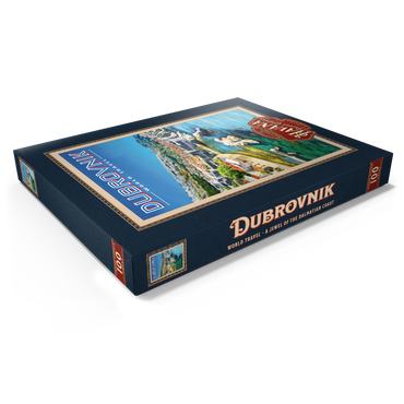 Darstellung des Puzzle Motivs Dubrovnik, Croatia - A Jewel of the Dalmatian Coast, Vintage Travel Poster 100 Puzzle Schachtel Ansicht1