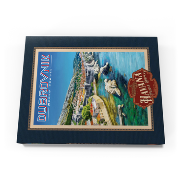 Darstellung des Puzzle Motivs Dubrovnik, Croatia - A Jewel of the Dalmatian Coast, Vintage Travel Poster 100 Puzzle Schachtel Ansicht3