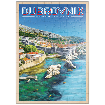 Darstellung des Puzzle Motivs puzzleplate Dubrovnik, Croatia - A Jewel of the Dalmatian Coast, Vintage Travel Poster 100 Puzzle