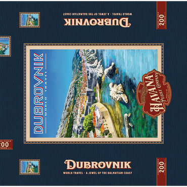 Darstellung des Puzzle Motivs Dubrovnik, Croatia - A Jewel of the Dalmatian Coast, Vintage Travel Poster 200 Puzzle Schachtel 3D Modell