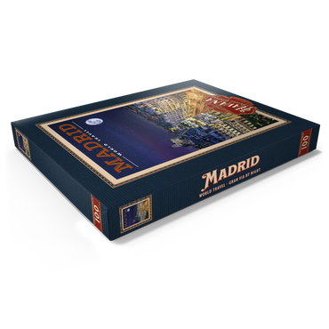 Darstellung des Puzzle Motivs Madrid, Spain - Gran Vía by Night, Vintage Travel Poster 100 Puzzle Schachtel Ansicht1
