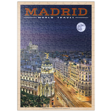 Darstellung des Puzzle Motivs puzzleplate Madrid, Spain - Gran Vía by Night, Vintage Travel Poster 200 Puzzle