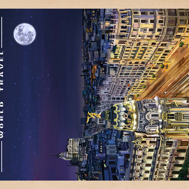 Darstellung des Puzzle Motivs Madrid, Spain - Gran Vía by Night, Vintage Travel Poster 200 Puzzle 3D Modell