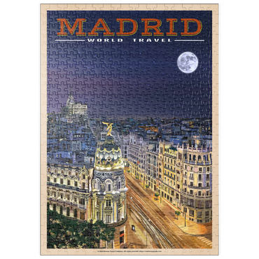 Darstellung des Puzzle Motivs puzzleplate Madrid, Spain - Gran Vía by Night, Vintage Travel Poster 500 Puzzle